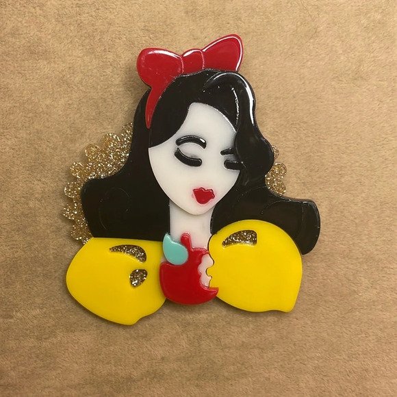 Jewelry - Acrylic Brooch- Snow White inspired.